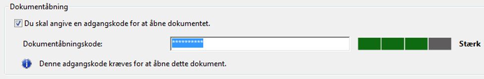 Vælg Du skal angive en adgangskode for at åbne dokumentet