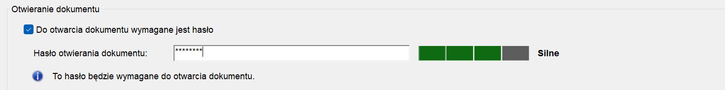 Wybierz opcję Wymagaj hasła do otwarcia tego dokumentu
