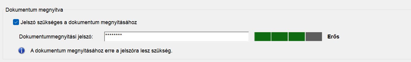 Válassza a Jelszó szükséges a dokumentum megnyitásához parancsot