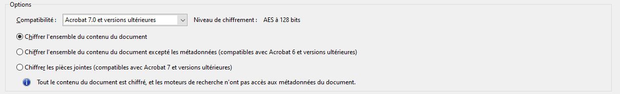 Options de compatibilité PDF