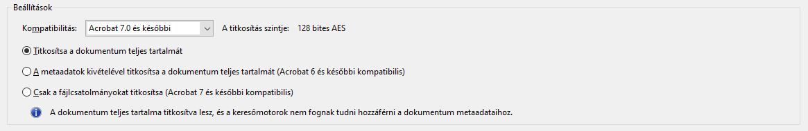 PDF kompatibilitási beállítások