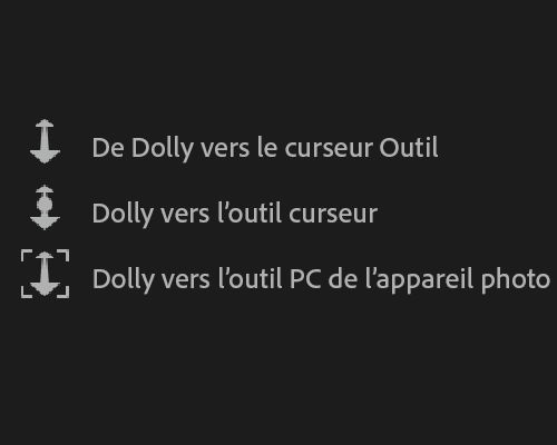 Commandes de la fonctionnalité Travelling