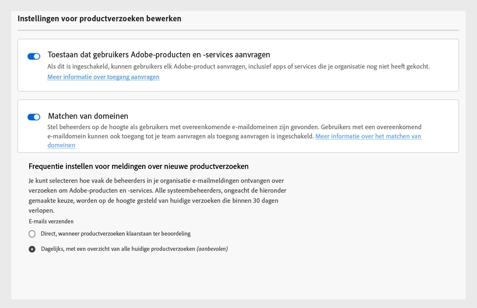Domeinmatching in- of uitschakelen