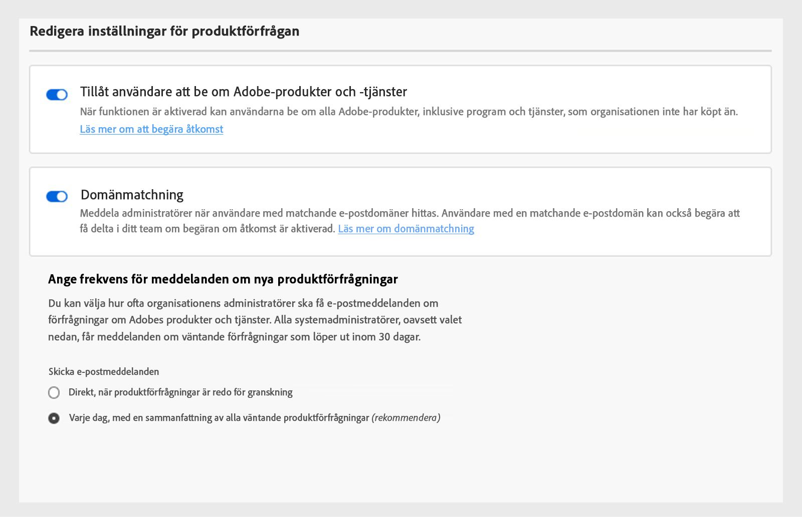 Aktivera eller inaktivera domänmatchning