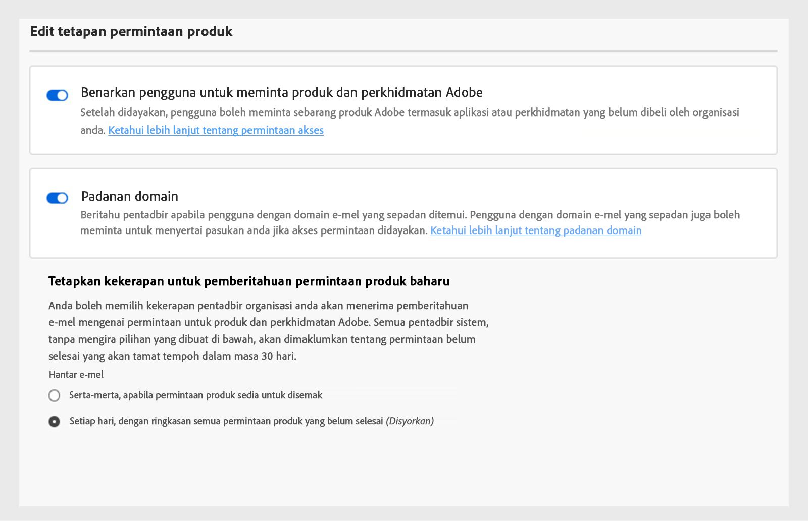 Dayakan atau lumpuhkan padanan domain