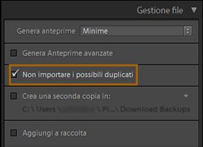 Non importare i possibili duplicati
