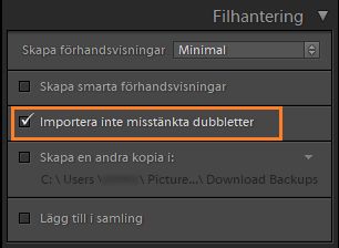 Importera inte misstänkta dubbletter