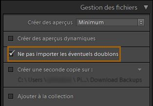 Ne pas importer les éventuels doublons
