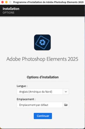 Programme d’installation de Photoshop Elements 2024