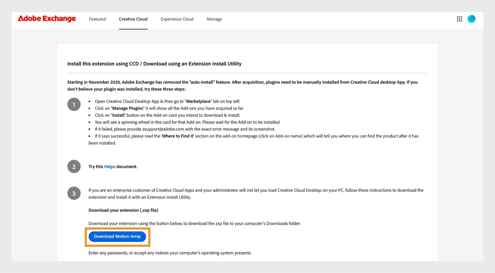 Auf der Installationshilfe-Seite des Plug‑ins findest du die Schritte zum Herunterladen und Installieren des Plug‑ins sowie eine Schaltfläche zum direkten Herunterladen der Plug‑in-Datei. 