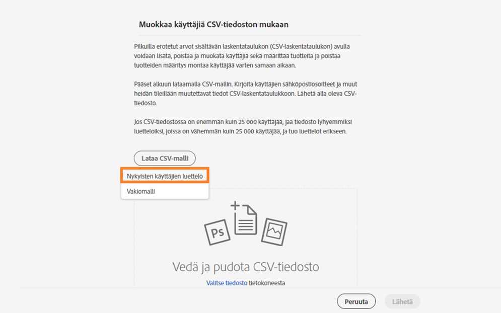 lataa nykyisten käyttäjien luettelo