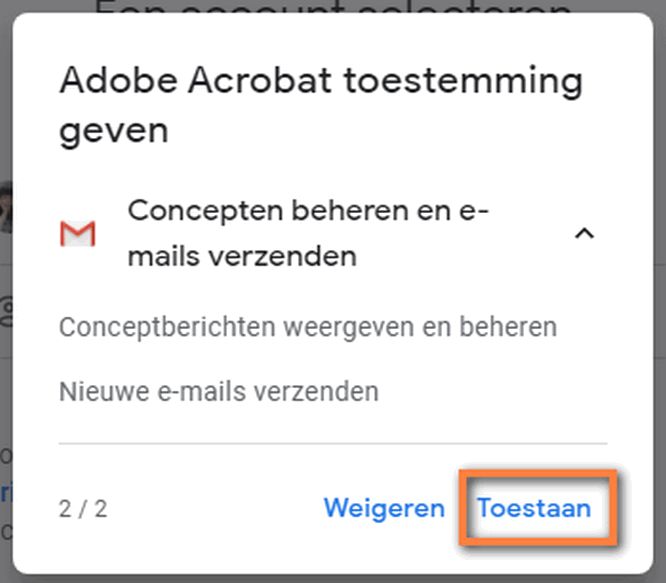 Toestemming om een e-mailconcept te maken