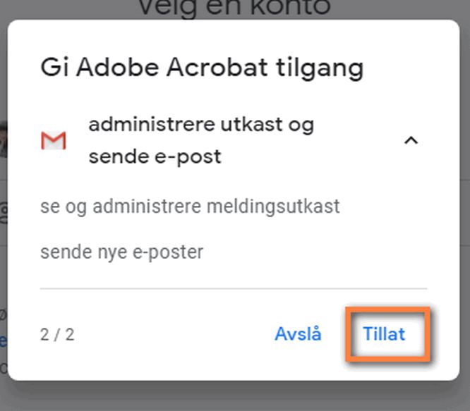 Tillatelse til å opprette et e-postutkast