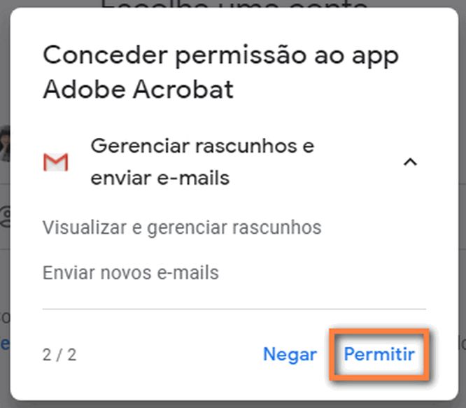 Permissão para criar um rascunho de email