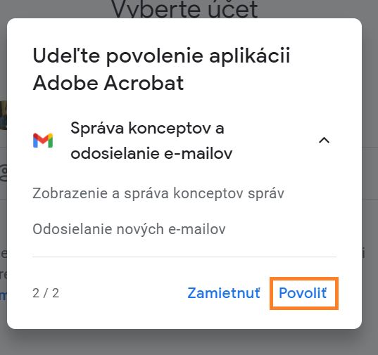 Povolenie na vytvorenie konceptu e-mailu