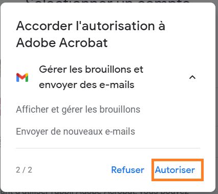 Autorisation de créer un brouillon d’e-mail