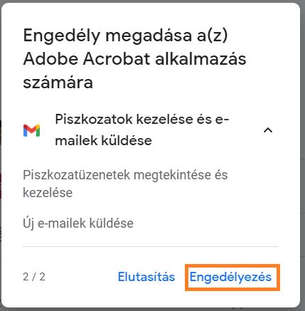 Engedély e-mail-piszkozat létrehozására