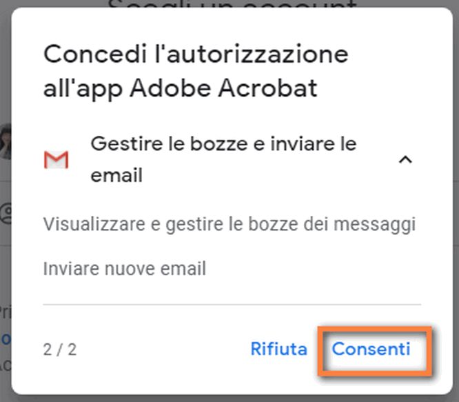 Autorizzazione per creare una bozza e-mail