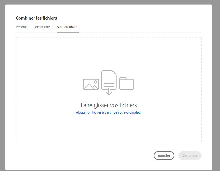 Sélectionner un fichier à partir de votre ordinateur