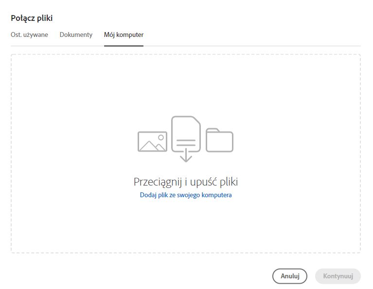 Wybieranie plików z komputera