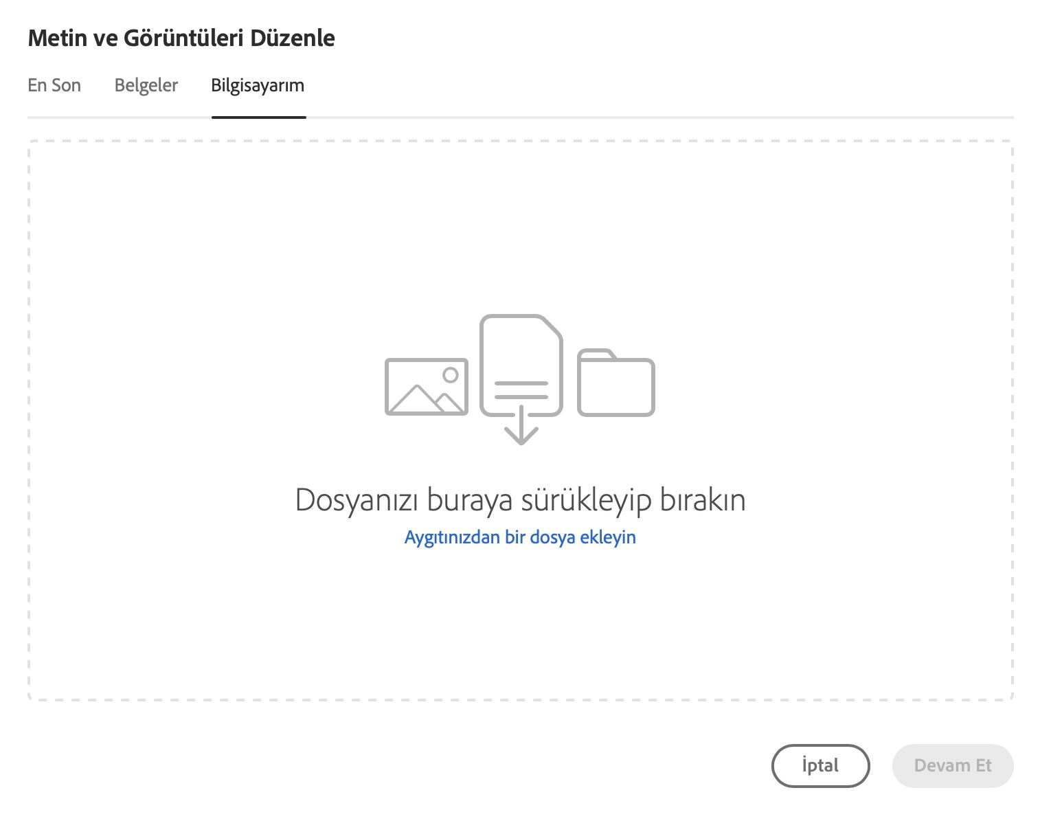 Bilgisayarınızdan bir dosya seçme