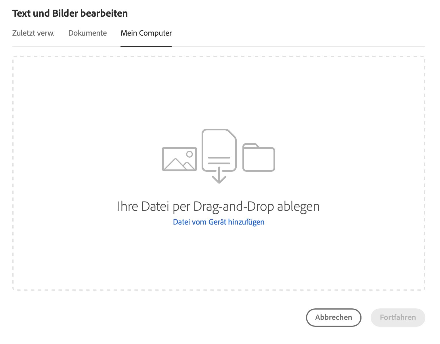 Datei vom Computer auswählen