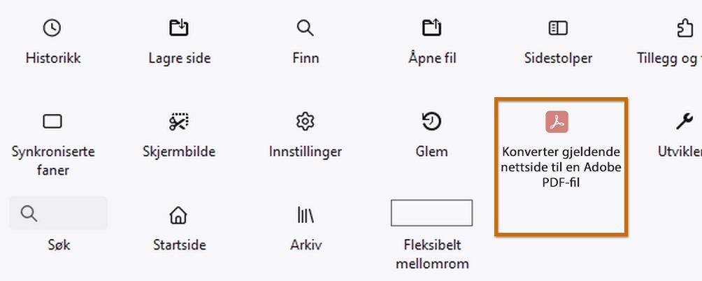 Dra og slipp Acrobat-utvidelsen fra venstre til høyre rute