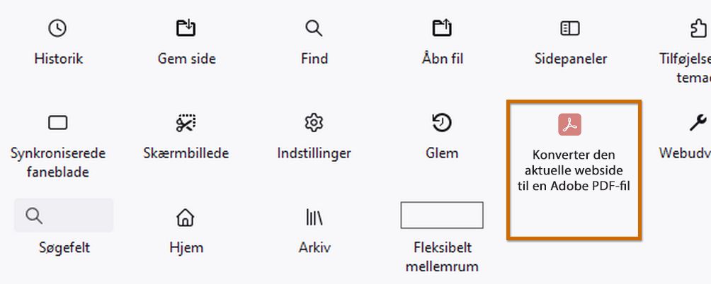 Træk og slip Acrobat-tilføjelsen fra venstre rude til højre rude