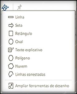 Menu de ferramentas de desenho no Acrobat