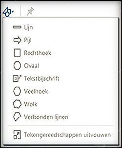 Menu Tekentools in Acrobat