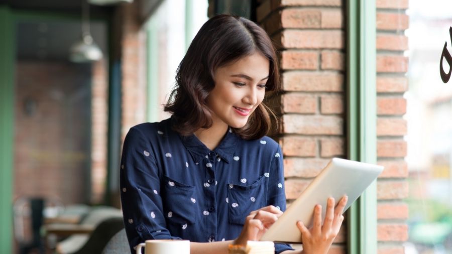 Content creator checking her social media engagement
