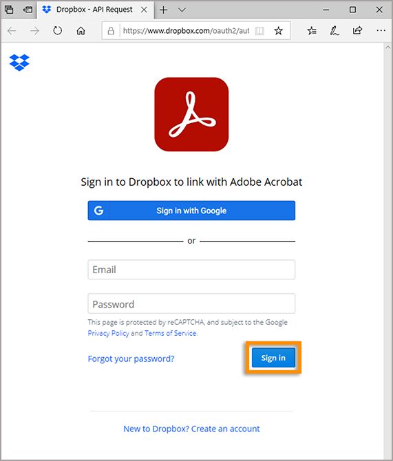 Bejelentkezés a Dropboxba
