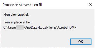 Processen skrives til en fil