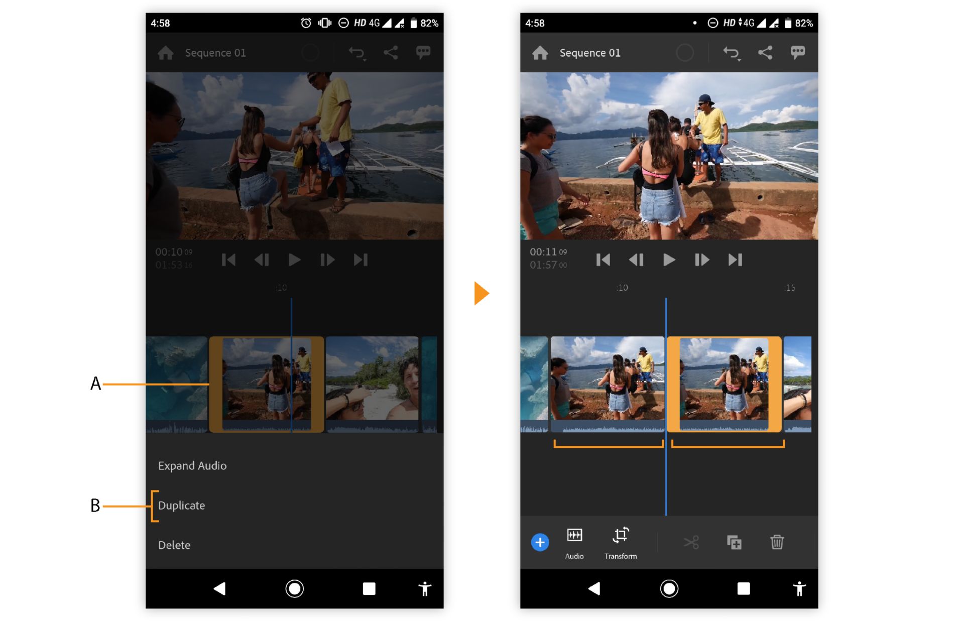 Дублирование клипа