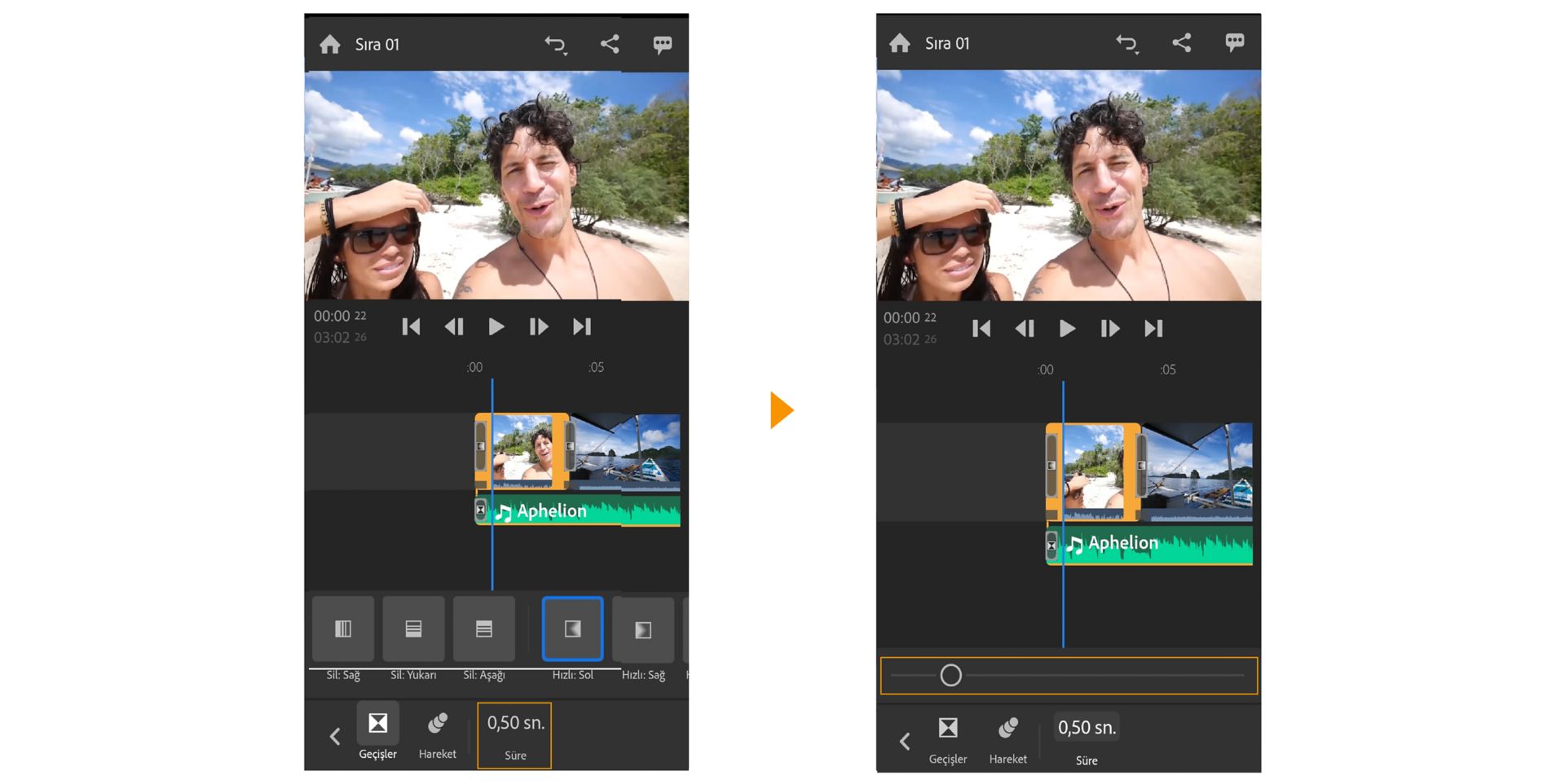 Geçiş süresini değiştirme
