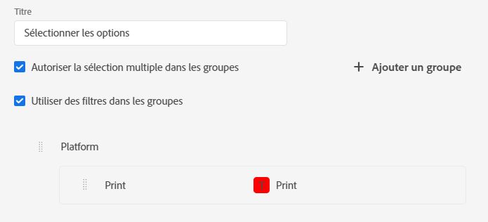 Panneau de l'éditeur de filtre