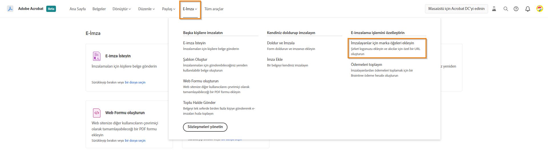 Marka öğeleri ekleme