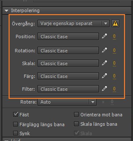 Förinställningar på egenskapsbasis