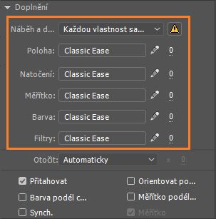 přednastavení pro jednotlivé vlastnosti