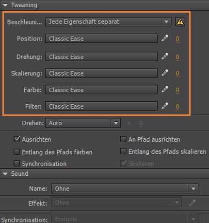 Beschleunigungsvorgaben für Eigenschaften