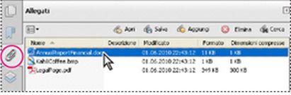 Pannello Allegati in Acrobat
