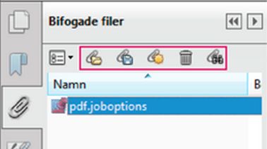 Panel för bifogade filer i Acrobat