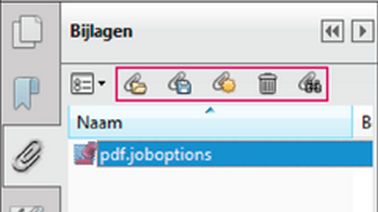 Deelvenster Bijlagen in Acrobat