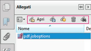 Pannello Allegati in Acrobat