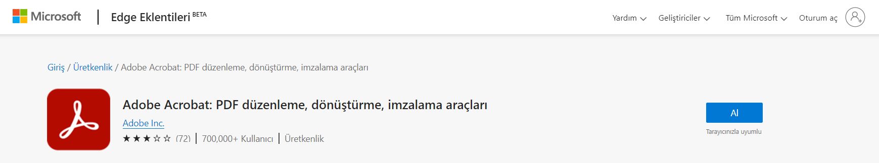 Edge için Acrobat uzantısı