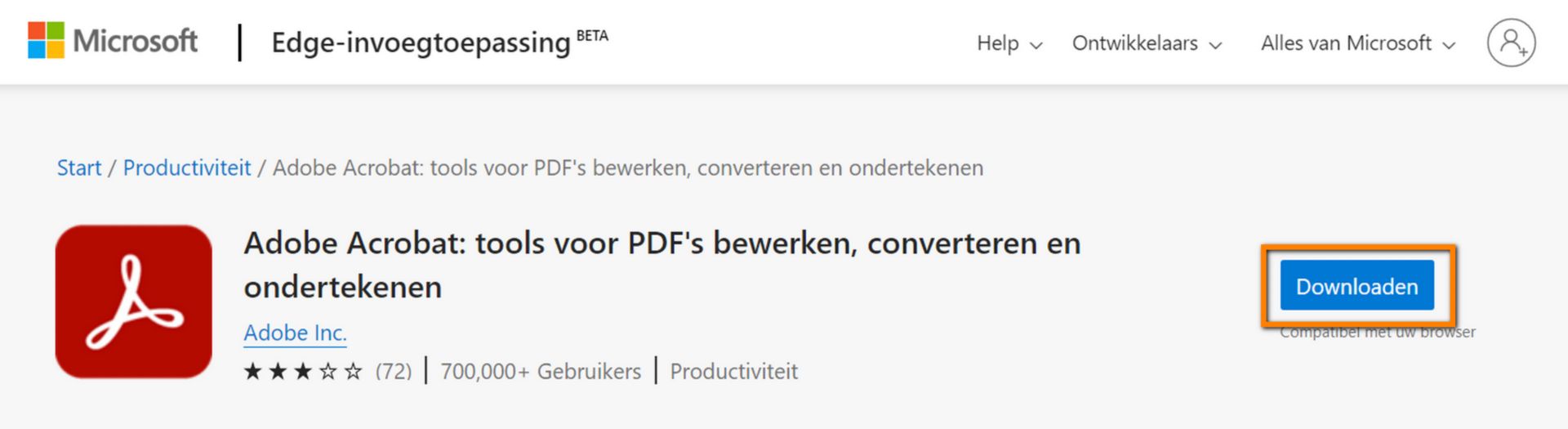 Acrobat-extensie voor Edge