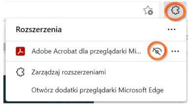 Pokaż rozszerzenie na pasku narzędzi przeglądarki Edge