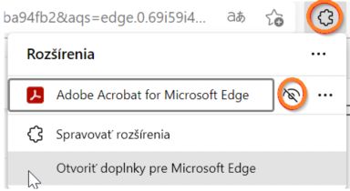 Zobrazenie rozšírenia na paneli s nástrojmi prehliadača Edge