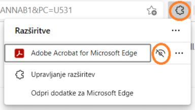 Prikaži razširitev v orodni vrstici brskalnika Edge