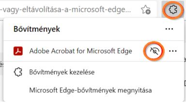 Bővítmény megjelenítése az Edge eszköztárában